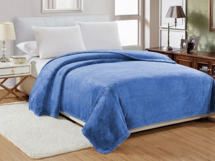 Κουβέρτα Υπέρδιπλη Βελουτέ Μπλε Popcorn Jacquard Flannel Γαρύφαλλο 220x240 | Γαρύφαλλο - Λευκά Είδη